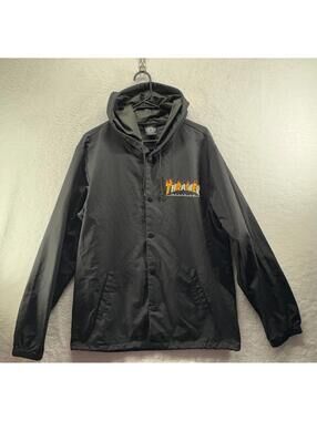 Thrasher Magazine Jacket Skateboarding Windbreaker Hooded Snap Up Large